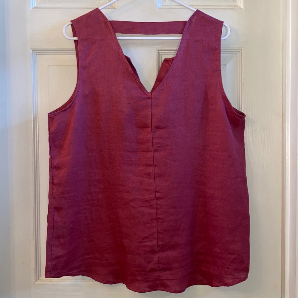 Harve Benard Pure Linen Blush Red Sleeveless Tank Top NWTs - Picture 8 of 10
